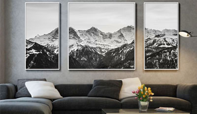 客廳- 三聯畫風景場景